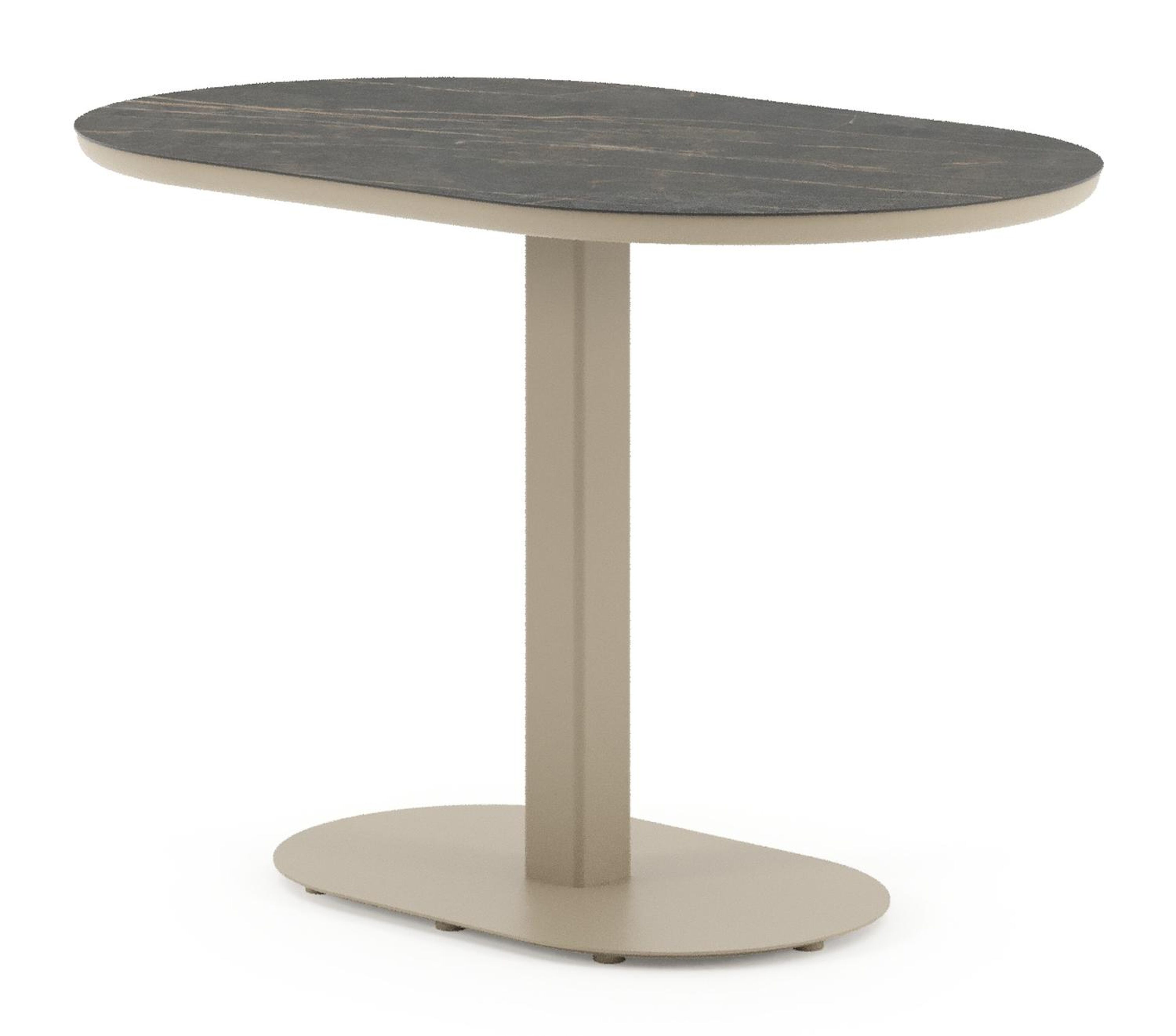 Teramo kantelbare tuintafel bombo in beige aluminium en volkeramiek Black Obsession - L 110 x B 70 x H 74 cm