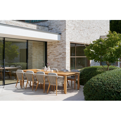 Orso tuinstoel in teak en beige verticaal geweven rope