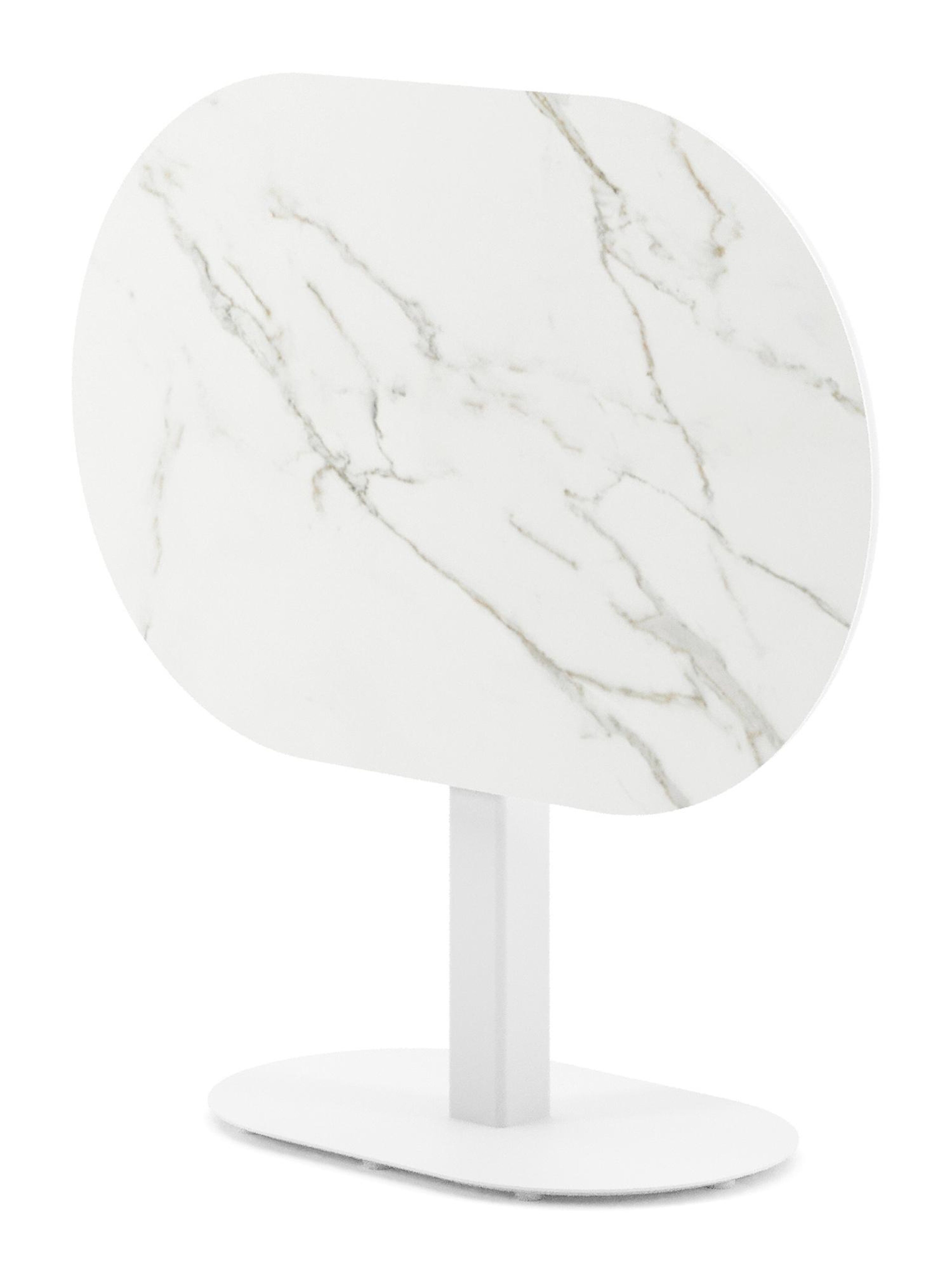 Teramo kantelbare tuintafel bombo in wit aluminium en volkeramiek Calacatta - L 110 x B 70 x H 74 cm