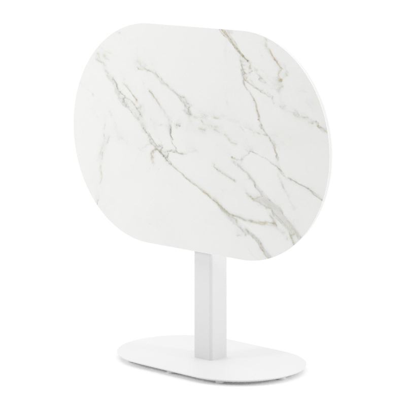 Teramo kantelbare tuintafel bombo in wit aluminium en volkeramiek Calacatta - L 110 x B 70 x H 74 cm