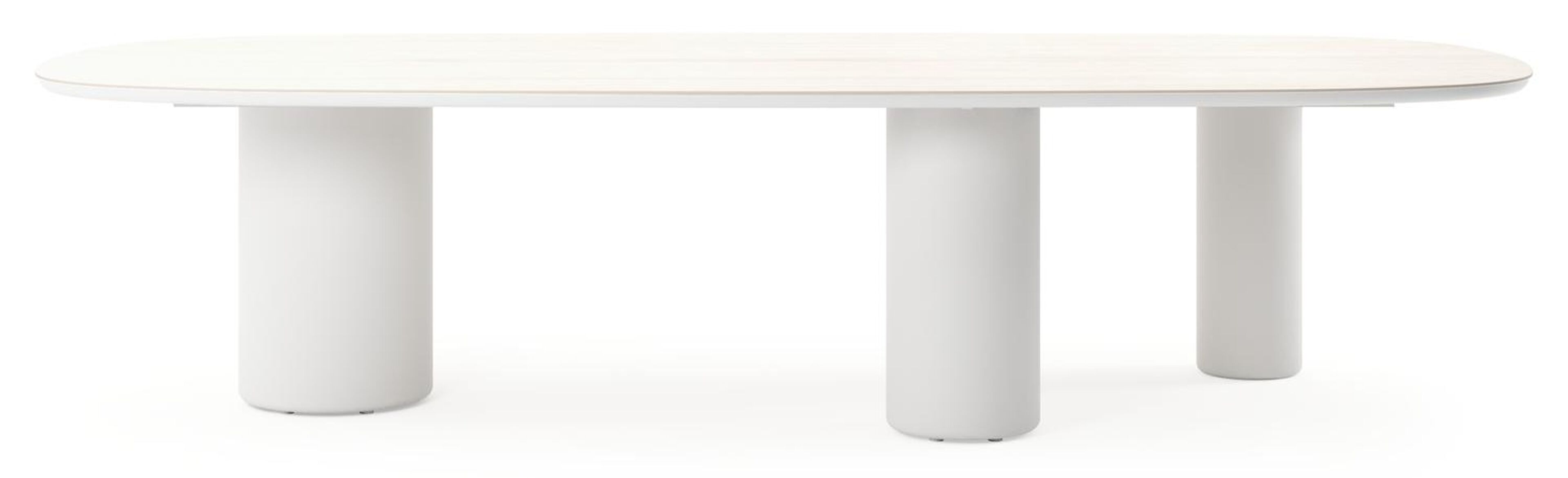 Amico tuintafel bombo xl in wit aluminium en volkeramiek Travertino Bianco - L 320 x B 148 x H 74 cm