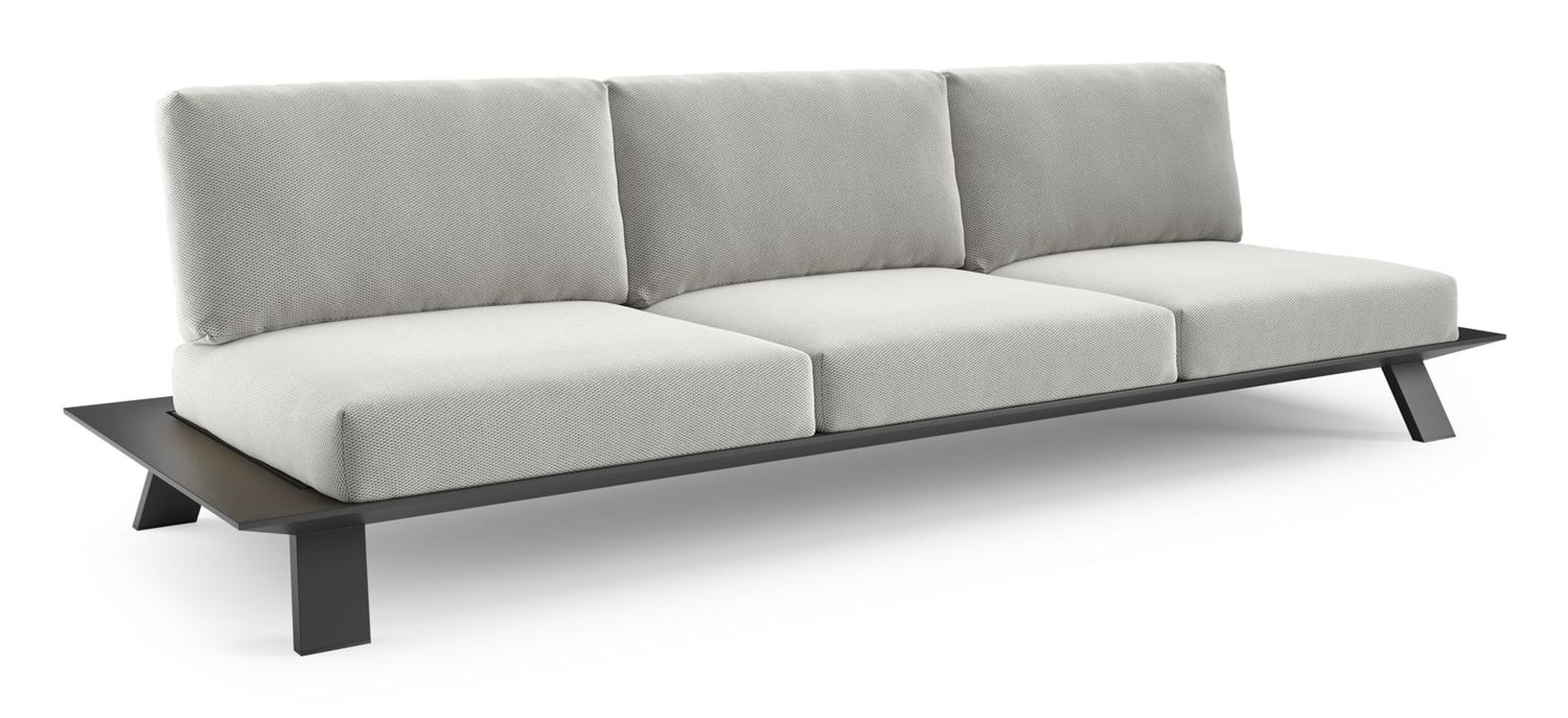 Canapé de jardin Cesano en aluminium noir et coussin en all weather Sunbrella® luxe lopi ash