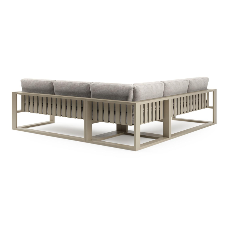 Verato loungehoek in beige aluminium met tundra sand all weather sunbrella® luxe kussen