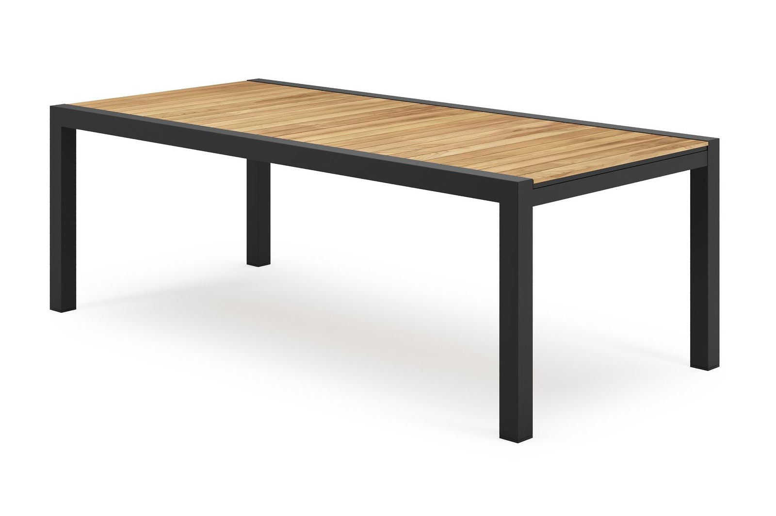 Calobra verlengbare tuintafel in zwart aluminium en teak - L 220/330 x B 107 x H 75 cm
