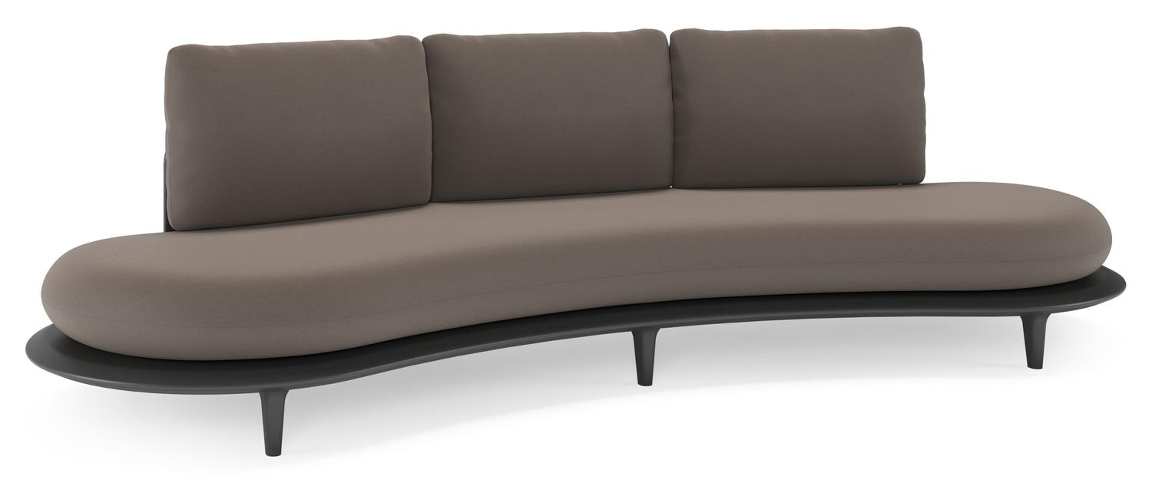 Bomero loungebank in zwart aluminium met natte nature grey all weather sunbrella® luxe kussen