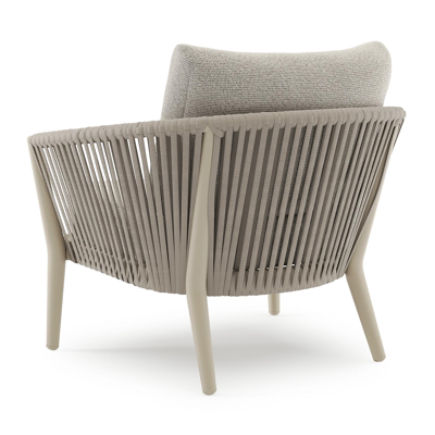 Orso loungestoel in beige aluminium en beige verticaal geweven ronde rope met Firenze Sand all weather solica kussen