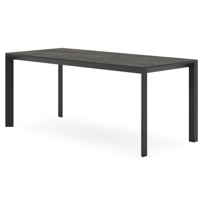 Malito tuintafel in zwart aluminium en volkeramiek black obsession - L 180 x B 80 x H 75 cm
