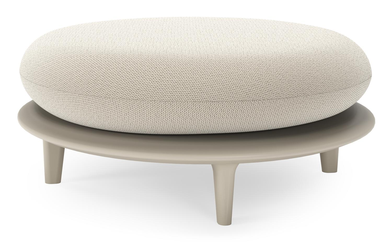 Bomero poef in beige aluminium met lopi marble all weather sunbrella® luxe kussen