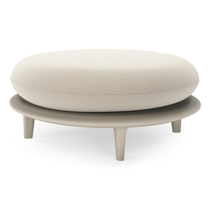 Bomero poef in beige aluminium met lopi marble all weather sunbrella® luxe kussen