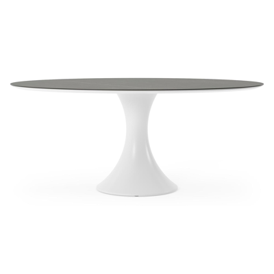 Fano tuintafel ovaal in wit aluminium en volkeramiek Calatorao - L 180 x B 110 x H 75 cm