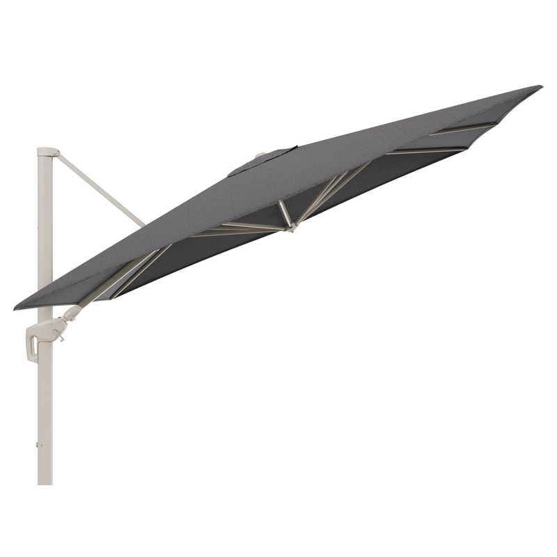 Parasol pendant Minore avec fonction tilt en aluminium beige et toile de parasol All Weather Solica Firenze Tunder - Lg.1 280 Lg.2 370 cm (sans pied de parasol)