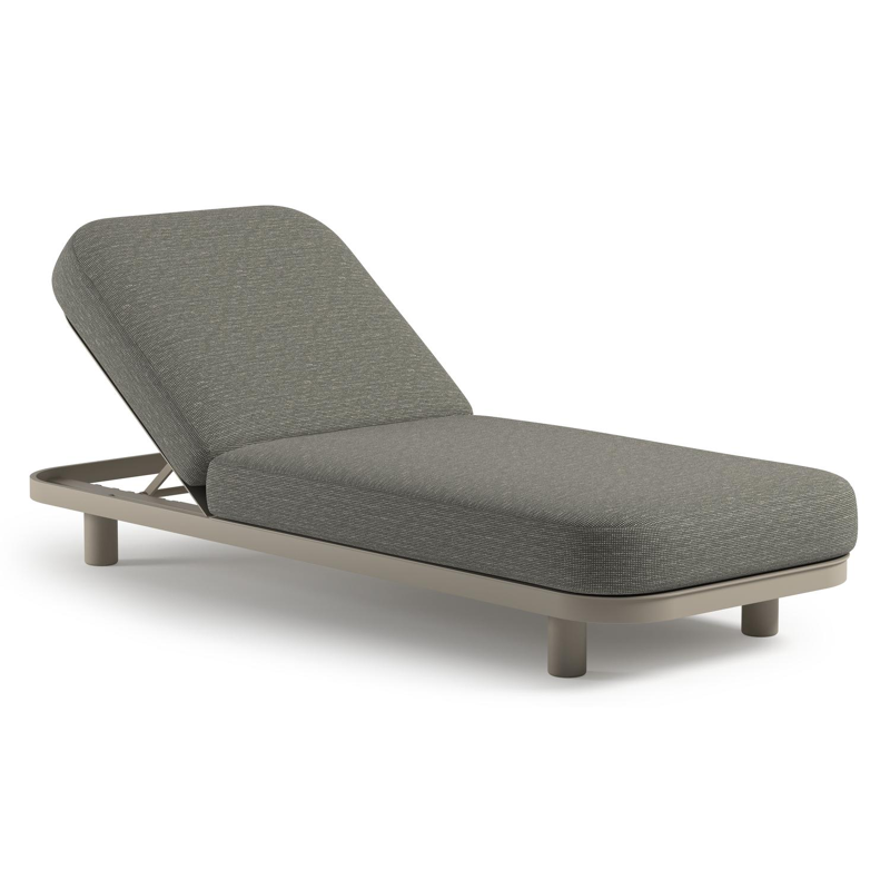 Chaise longue réglable Donato en aluminium beige avec All Weather Solica slow fern coussin