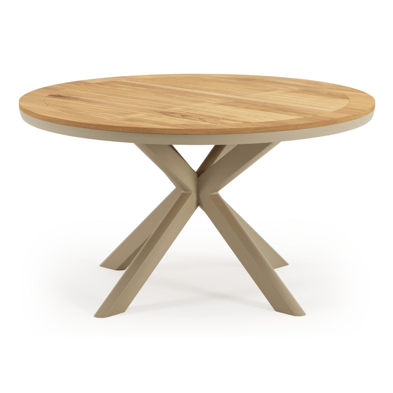 Pamplona tuintafel rond in beige aluminium en sintered stone Naturel - Dia. 140.4 x H 73.5 cm