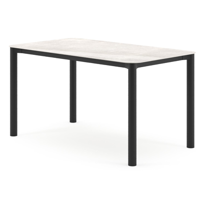 Orso tuintafel rechthoekig afgerond in zwart aluminium en volkeramiek Taj Mahal - L 140 x B 80 x H 74.5 cm