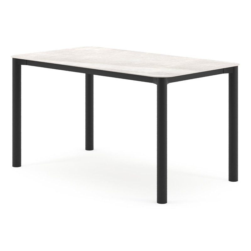 Orso tuintafel rechthoekig afgerond in zwart aluminium en volkeramiek Taj Mahal - L 140 x B 80 x H 74.5 cm