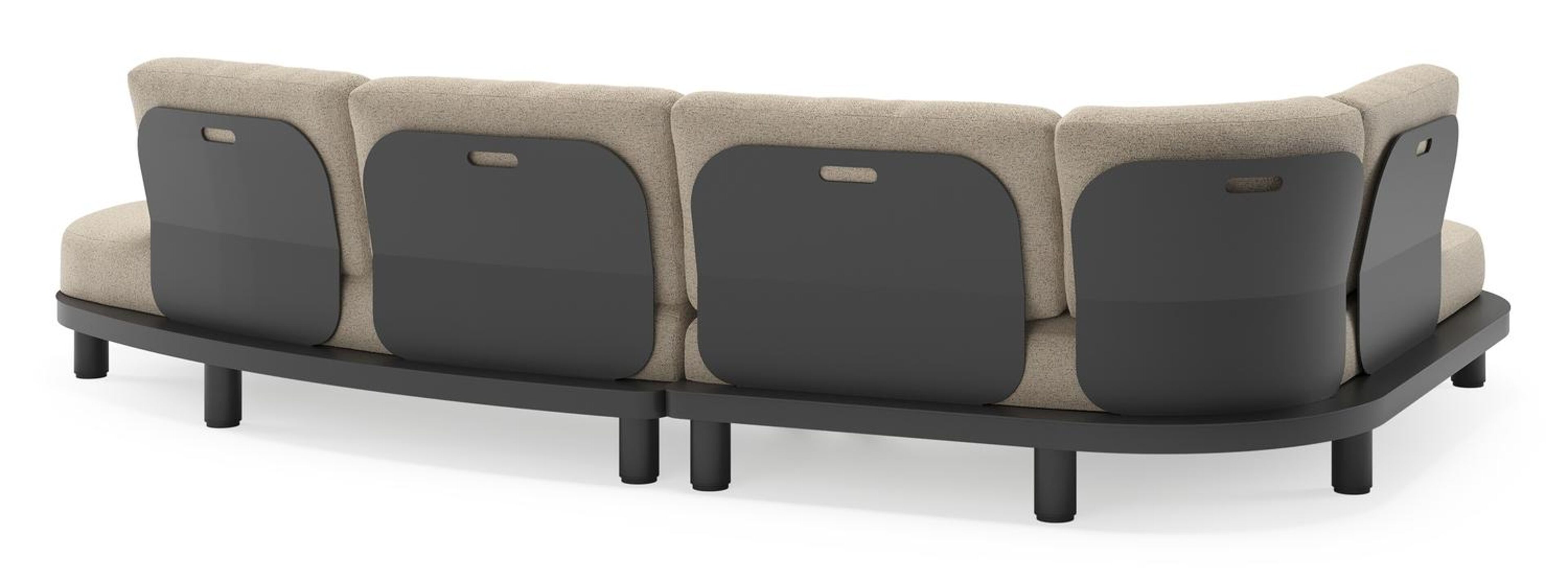 Salon de jardin d'angle Donato en aluminium noir et coussins en all weather cosytica Marbella Beige