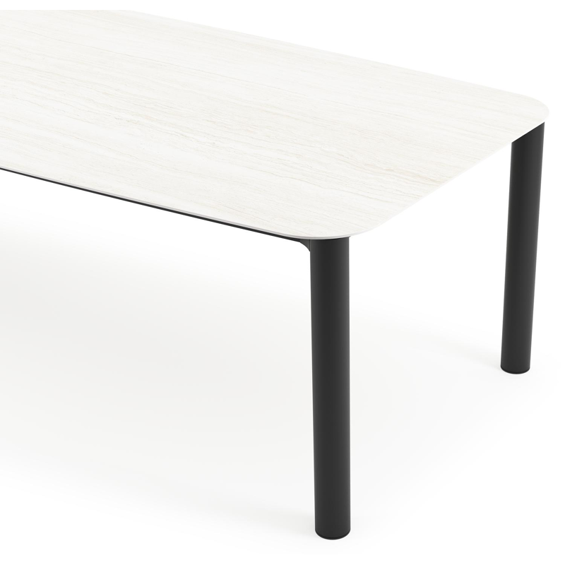 Orso tuintafel bootvorm in zwart aluminium en volkeramiek calista - L 315 x B 115 x H 75 cm