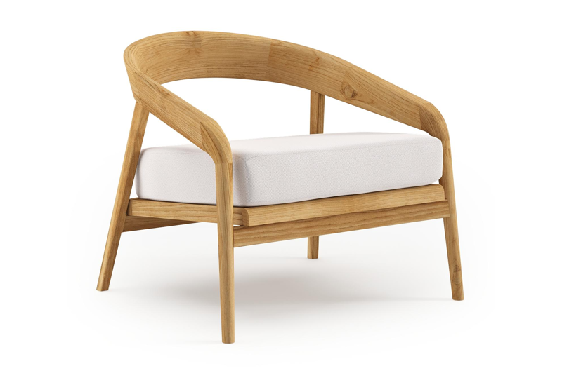 Lacrima loungestoel in teak met savane whisper all weather Sunbrella® luxe kussen