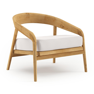 Lacrima loungestoel in teak met savane whisper all weather Sunbrella® luxe kussen