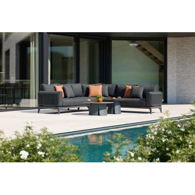Avila loungetafels in zwart aluminium - Dia. 90 x H 36 cm, Dia. 70 x H 42 cm