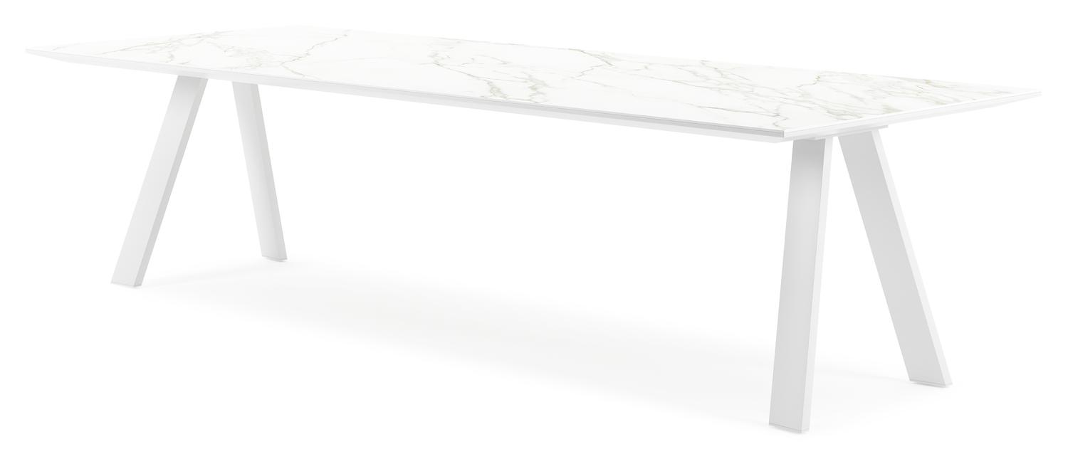 Cesano tuintafel in wit aluminium en volkeramiek calacatta - L 280 x B 110 x H 75 cm