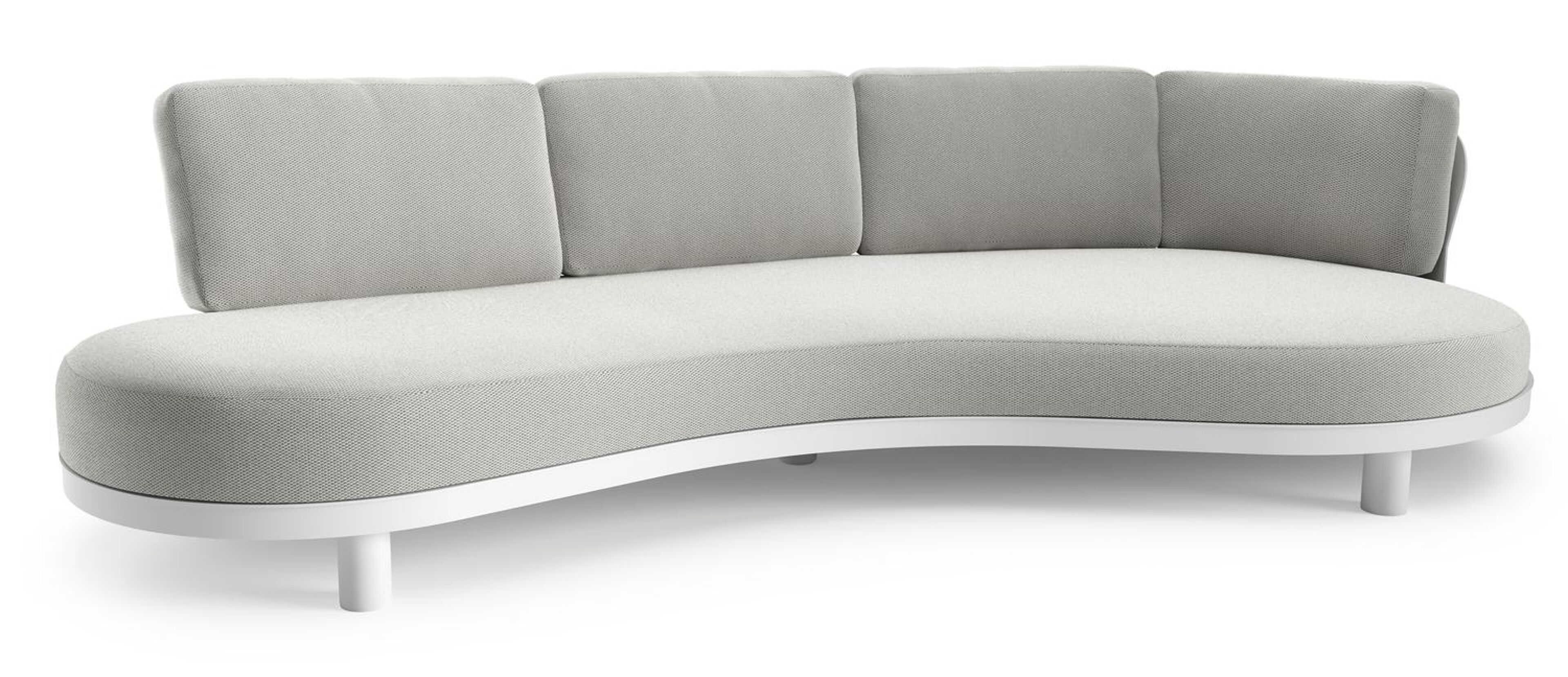 Canapé de jardin Donato en aluminium blanc et coussins en all weather sunbrella® luxe lopi ash