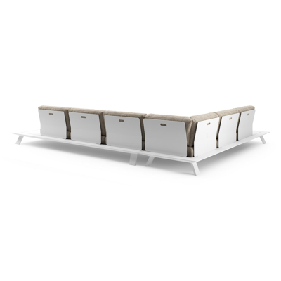 Salon de jardin d'angle Cesano en aluminium blanc et coussin en all weather Cosytica bora jungle