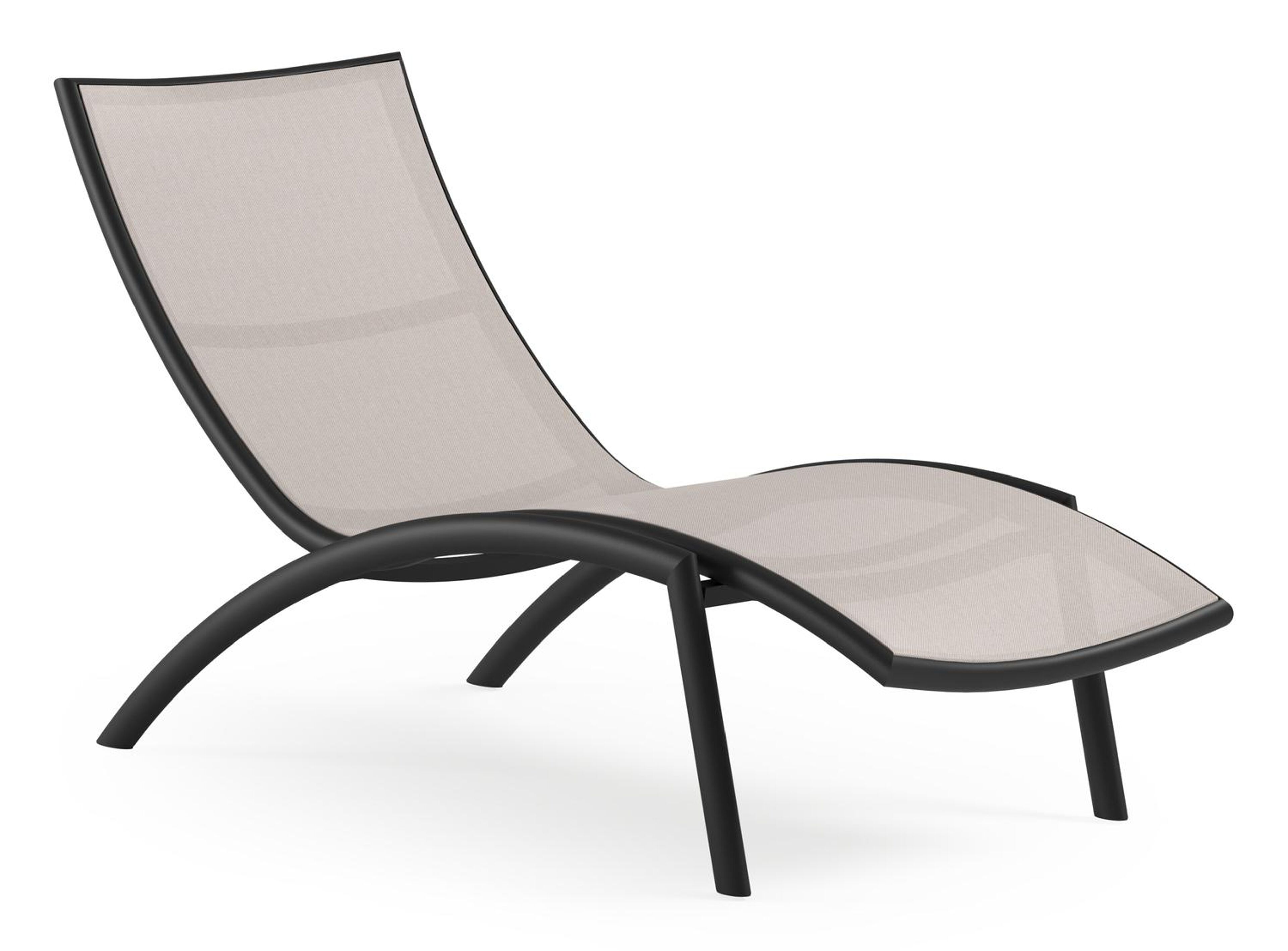 Siena ligbed in zwart aluminium en beige single textilene