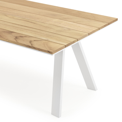 Cesano tuintafel rechthoekig in wit aluminium en teak - L 240 x B 100 x H 75 cm