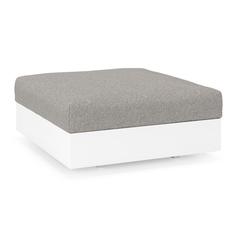 Como poef in wit aluminium met tundra charcoal all weather sunbrella® luxe kussen