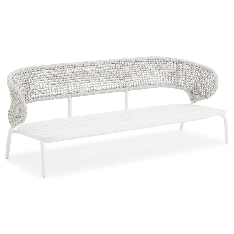 Donato loungeset in wit aluminium en wicker met savane whisper All Weather Sunbrella® Luxe kussens