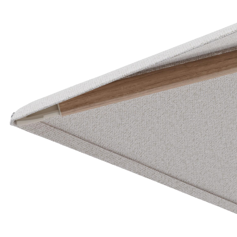 Minore zweefparasol met tiltfunctie in houtlook aluminium en Ego Eggshell All Weather Solica parasoldoek - L1 280 x L2 370 cm met parasolvoet Minore 260 kg met wielen