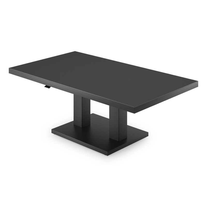 Cirello Pop up loungetafel in zwart aluminium en nero black volkeramiek - L 140 x B 80 x H 72 cm