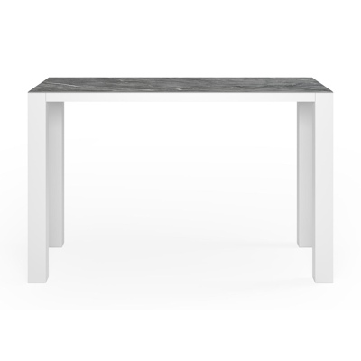 Nano bartafel in wit aluminium en volkeramiek arctic white - L 170 x B 70 x H 105,6 cm