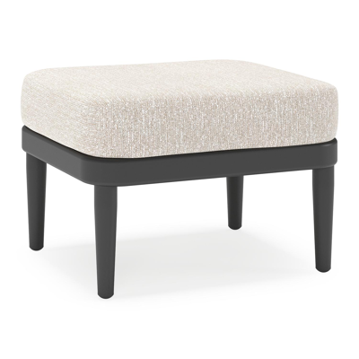 Pouf Orso en aluminium noir et coussins en all weather sunbrella® luxe Tundra Sand