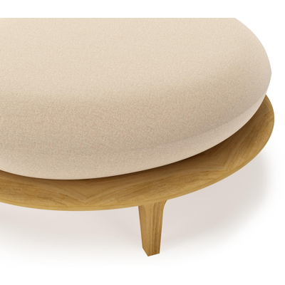 Pouf Bomero en teck et coussins en all weather sunbrella® luxe natte heather beige