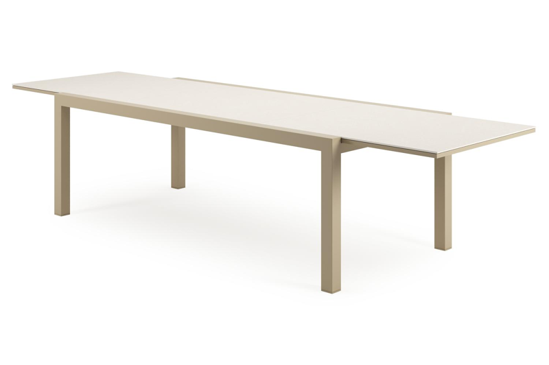 Calobra verlengbare tuintafel rechthoekig in beige aluminium met sintered stone crema minerale -L 220 - 330 x B 107 x H 73 cm 