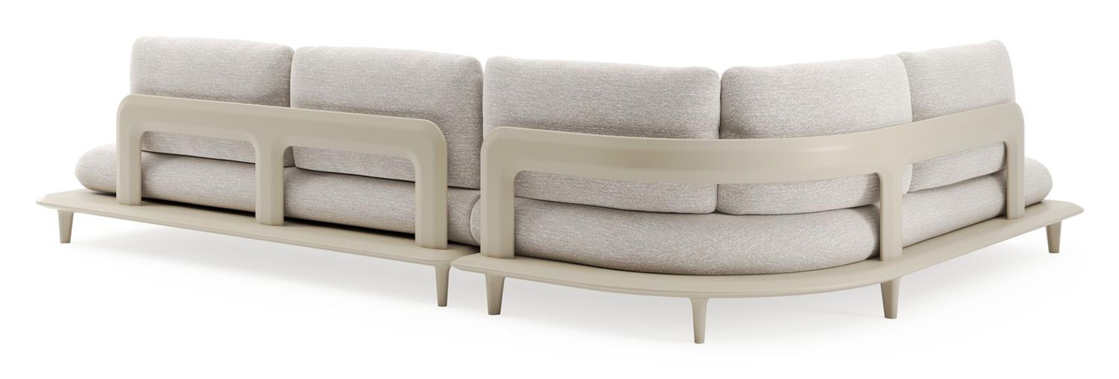 Salon de jardin d'angle Bomero en aluminium beige et coussins en all weather sunbrella® luxe tundra sand