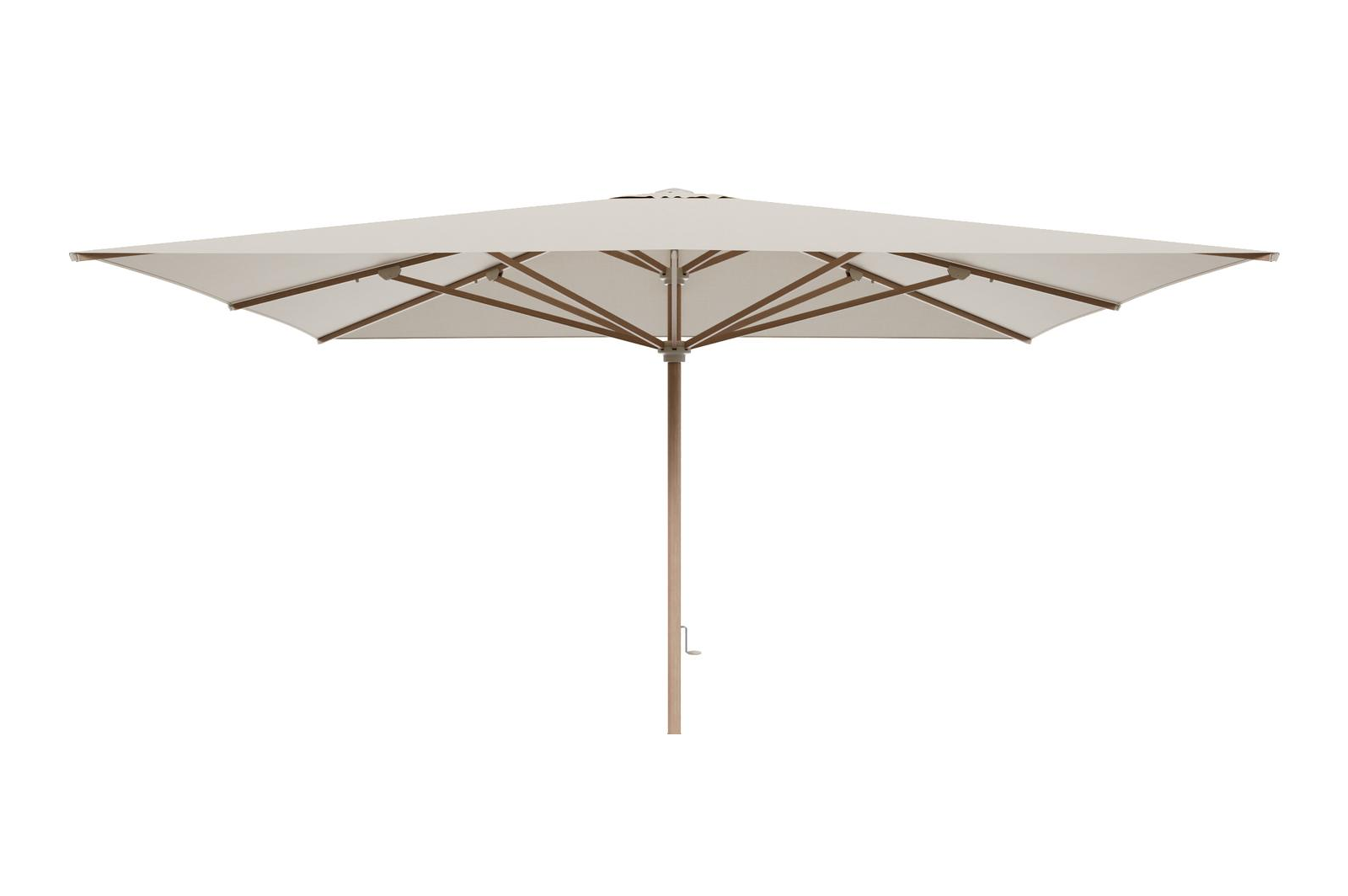 Solino staanparasol in aluminium houtlook met beige all weather sunbrella® premium parasoldoek - L1 400 x L2 400 cm (zonder voet)