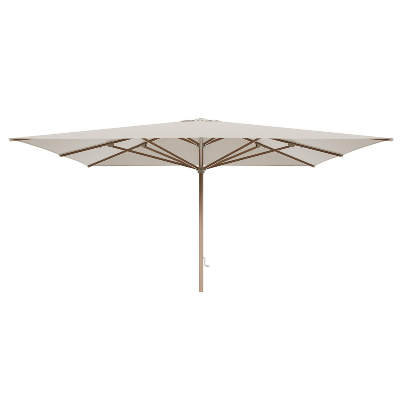 Solino staanparasol in aluminium houtlook met beige all weather sunbrella® premium parasoldoek - L1 400 x L2 400 cm (zonder voet)