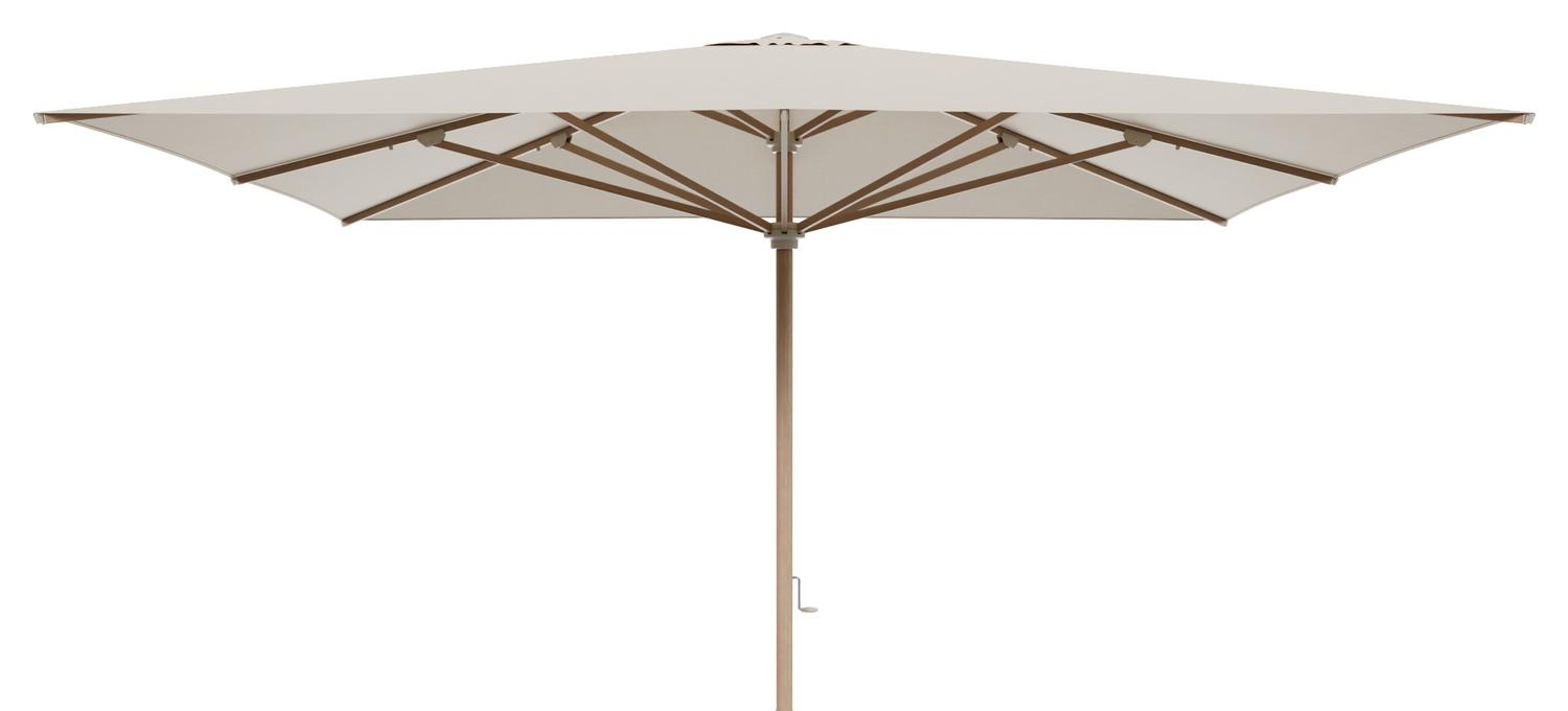 Solino staanparasol in aluminium houtlook met beige all weather sunbrella® premium parasoldoek - L1 400 x L2 400 cm (zonder voet)