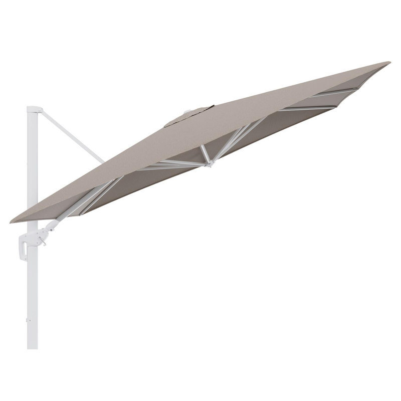 Minore zweefparasol tiltfunctie in wit aluminium en parasoldoek in All Weather Solica Firenze Earth - L1 280 x L2: 370 cm (zonder voet)