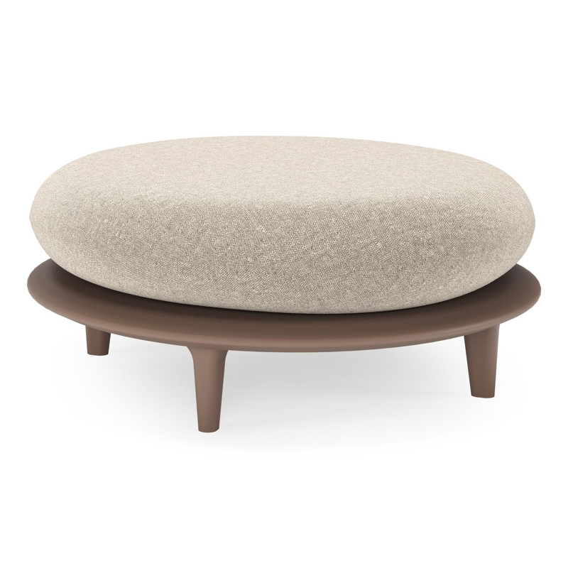 Bomero poef in taupe aluminium met chartres pewter all weather sunbrella® luxe kussen