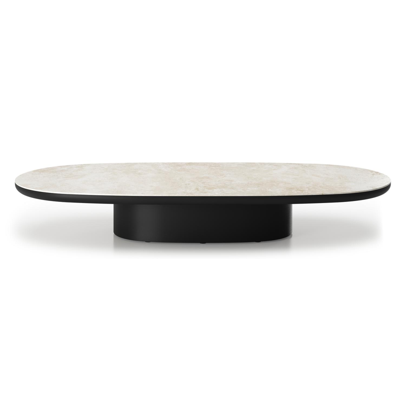 Table de basse Amico bombo en aluminium noir et céramique pleine Rapolano - Lg. 171 x Lrg. 89 x Haut. 24 cm