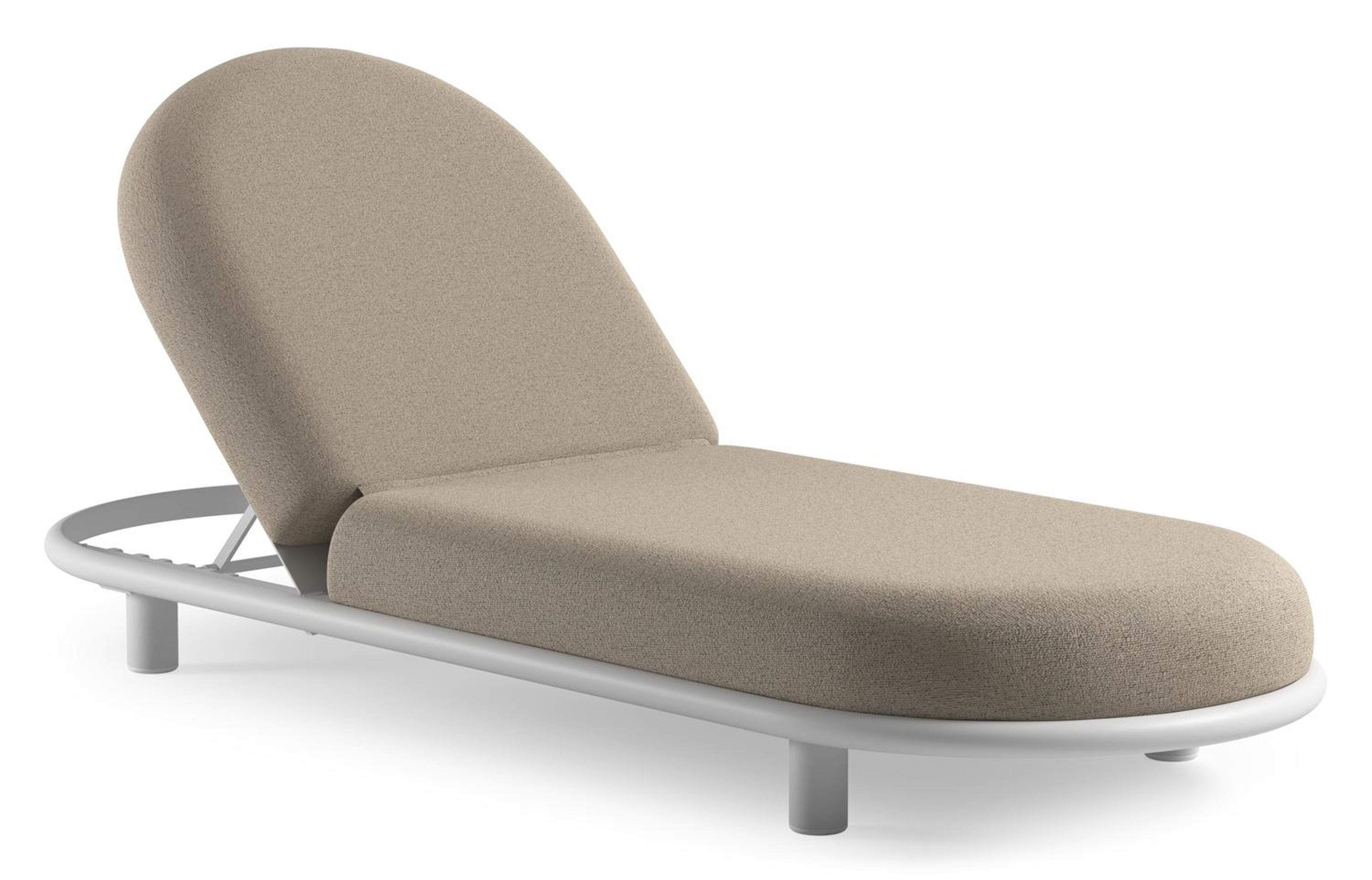 Lomano verstelbaar ligbed in wit aluminium met marbella beige all weather cosytica