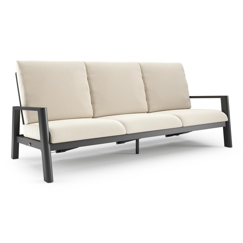 Cirello loungebank in zwart aluminium met althea off white all weather cosytica kussen