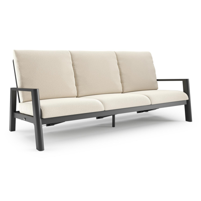 Canapé de jardin Cirello en aluminium noir et coussins en all weather cosytica althea off white