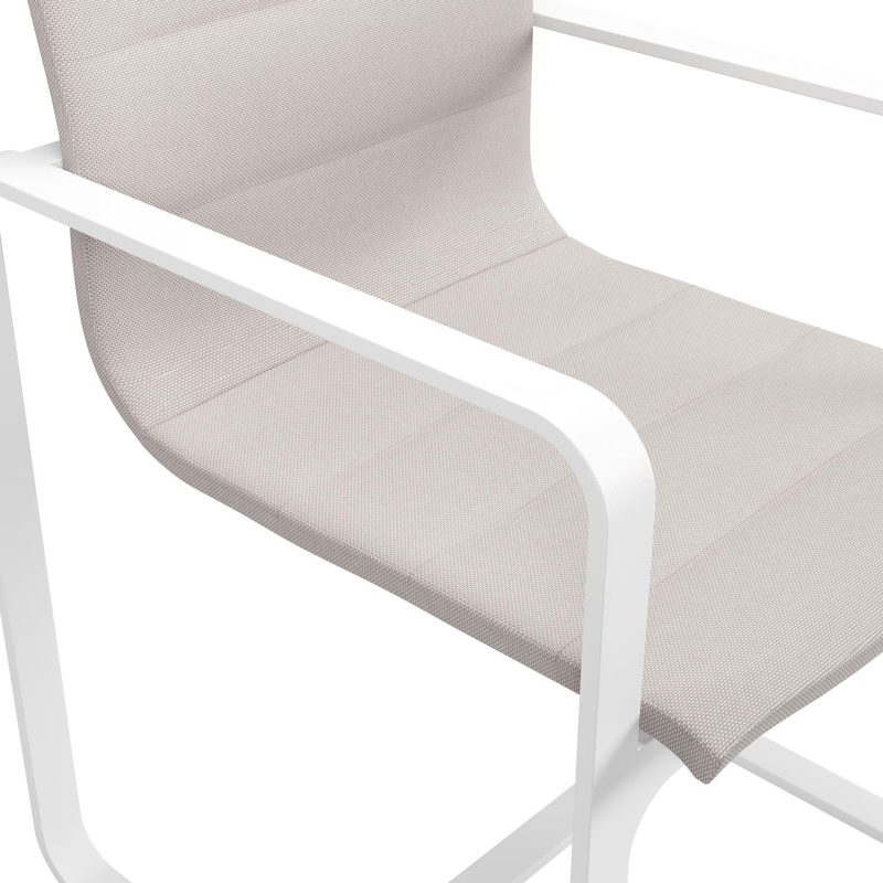 Atessa tuinstoel in wit aluminium en beige luxe textilene