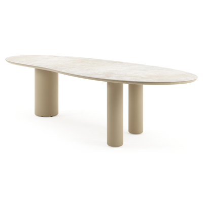 Amico tuintafel organisch in beige aluminium en volkeramiek Rapolano - L 320 x B 120 x H 73.5 cm