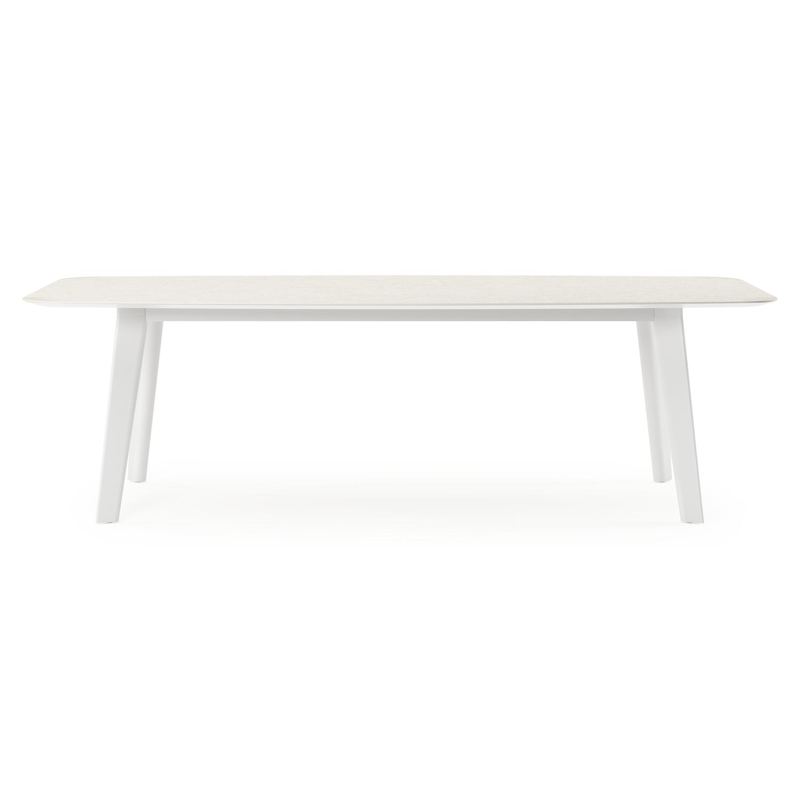 Lacrima tuintafel in wit aluminium en volkeramiek shilin - L 255 x B 115 x H 74 cm